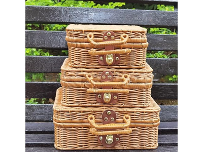 Cestas de Picnic Baratas a la Venta Conjunto de Cestas Azul Solo con Tapa Removible para 8 Personas