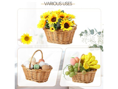 Conjuntos de Cestas de Picnic para Niños para 6 Cesta de Plástico Juguete con Asa de Madera Profunda