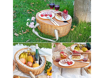 Cesta de Picnic Tejida Francesa Almuerzo Mimbre de Resina Plástico Cestas Mini para Niños