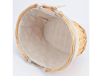 Cesta de Picnic de Hierba Tejida a Mano Marrón Oscuro con Platos Platos de Bambú