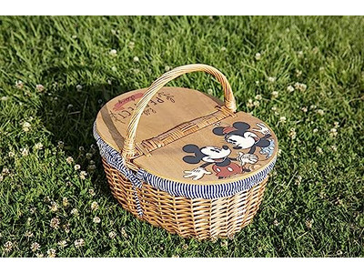 Cesta de Hierba Marina Pequeña Equipo y Accesorios de Picnic Conjunto con Tapa de Madera
