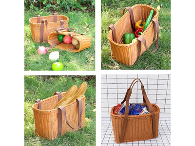 Cesta de Picnic con Manta Favores de Picnic Pequeños Kit de Mochila de Astillas de Madera Hecha a Mano