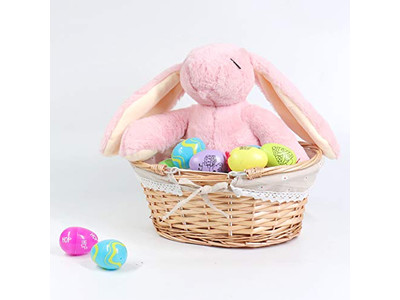 Bolso de Picnic de Mimbre Grande para 2 Cestas Pequeñas con Tapas Plegables para Exteriores