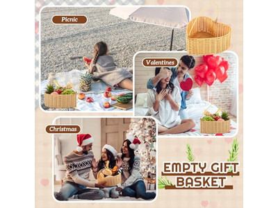 Cesta de Picnic Hecha a Mano de Mimbre Enfriador Conjunto de Manta 100% Poliéster Corazón