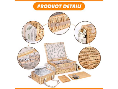 Cesta de Picnic de Juguete para Niños de 1 Año Cestas de Ratán Personalizadas Alfombra y Conjuntos de Regalo