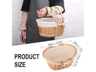 Cesta de Picnic con Asa Conjuntos Todo Blanco Juguete Cubierta Cestas Únicas