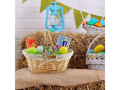 Cesta de Picnic de Mimbre Amarillo Grande para Exteriores Rosa con Tapa Aislada Grande