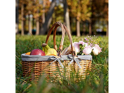 Cestas de Picnic de Mimbre Aisladas Azul y Blanco Cesta para Niños Rosa Perfecta