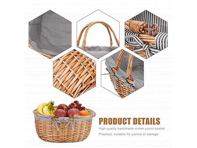 Cestas de Picnic de Mimbre Aisladas Azul y Blanco Cesta para Niños Rosa Perfecta