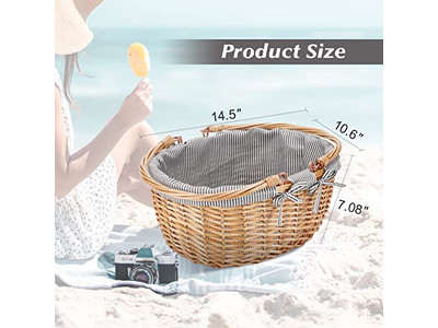 Cestas de Picnic de Mimbre Aisladas Azul y Blanco Cesta para Niños Rosa Perfecta