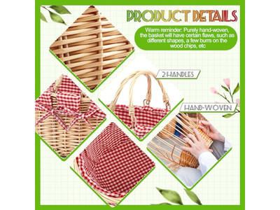 Conjunto de Picnic para 2 con Mesa Cesta Plegable Tapa Plana Caja de Mimbre Tejida