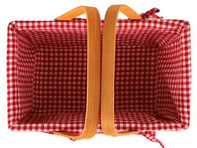 Cesta de Picnic de Ratán Color Natural con Botella Enfriadora Rectangular de Mimbre