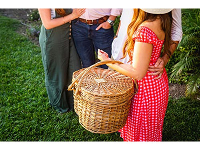 Cesta de Picnic de Mimbre Rectangular Mochilas de Jacinto de Agua para Regalos