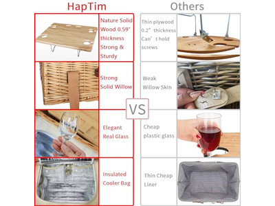 Cesta de Picnic de Madera Vintage en Forma de Corazón Hecha a Mano Gran Capacidad Suave