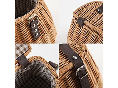 Cesta de Picnic de Mimbre Gama Blanca Ajustable Vacía con Tapa Regalo Decorativo